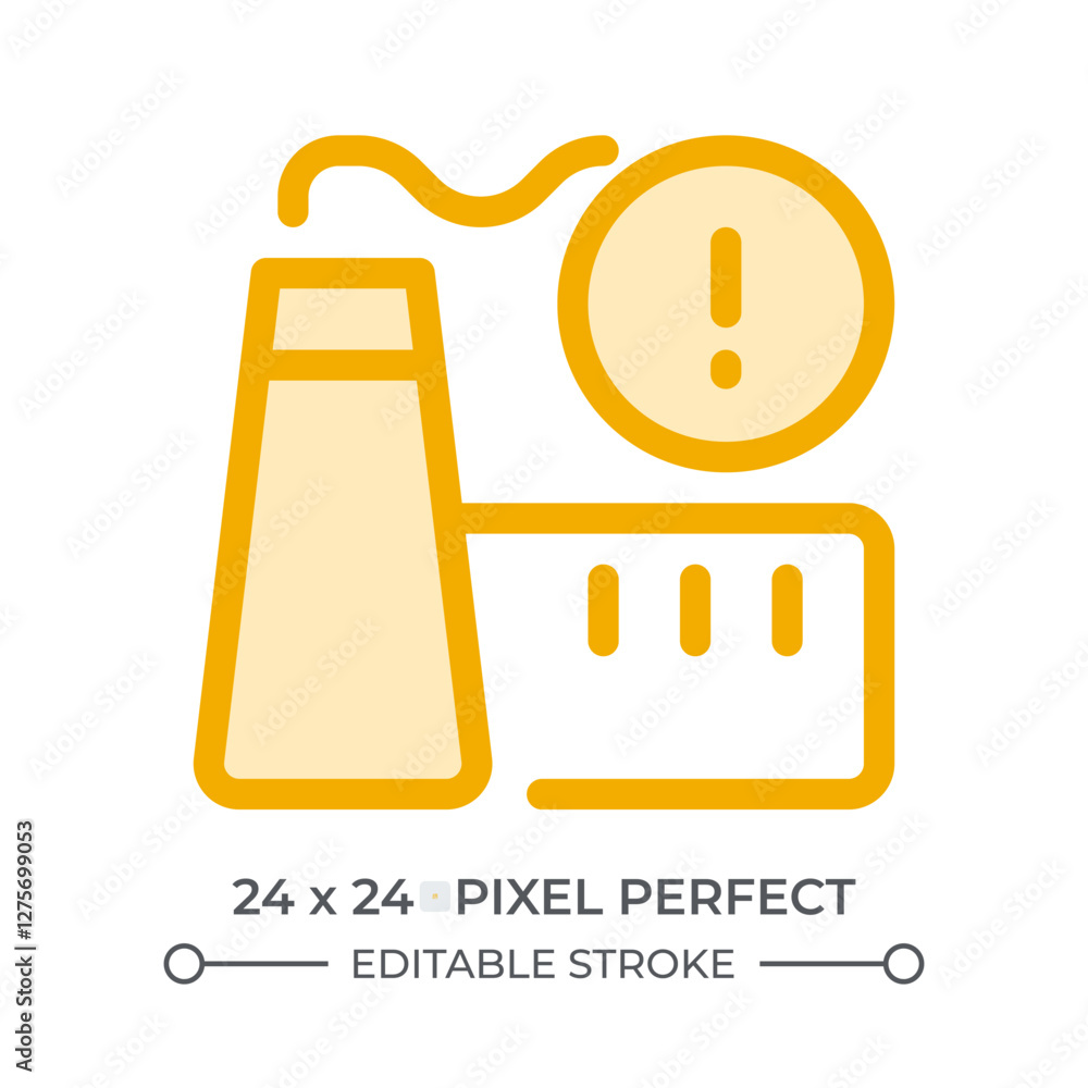 Poster factory danger warning duotone color ui icon. attracting attention to carbon emission problem. indus