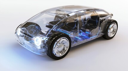 Fototapeta premium A 3D rendering of an electric car on a white background in isolation