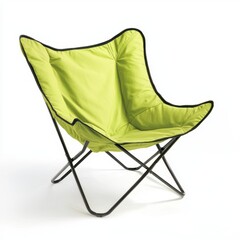 Electric lime green butterfly chair with soft canvas cover isolated on white
