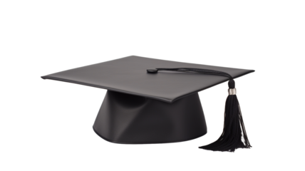 Graduation hat cap, Academic cap, Graduation student black cap on transparent background PNG.
