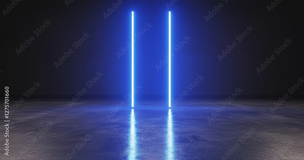 Aufkleber a billboard-like 3d rendering concept showcasing a futuristic sci-fi concrete floor with illuminated