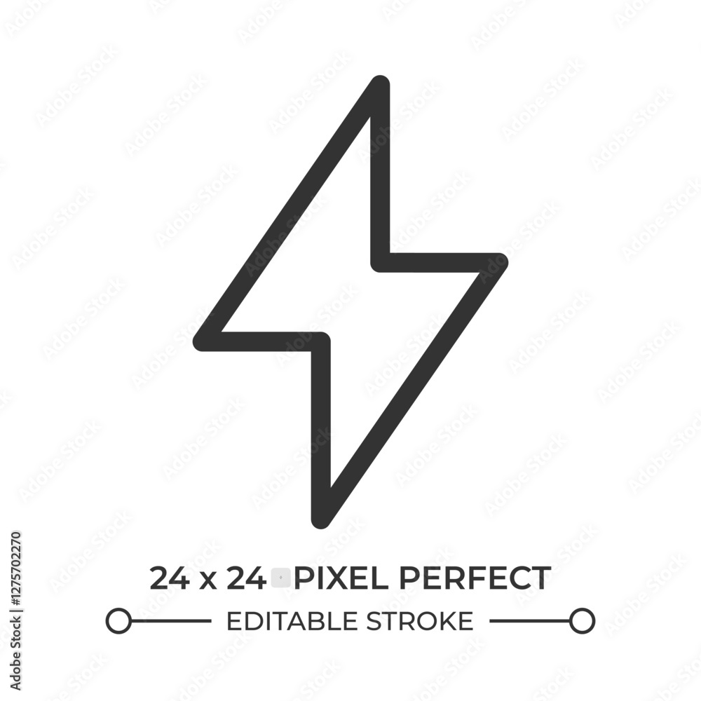 Poster thunderbolt symbol line ui icon. electric tension danger marking. power generation technology. light
