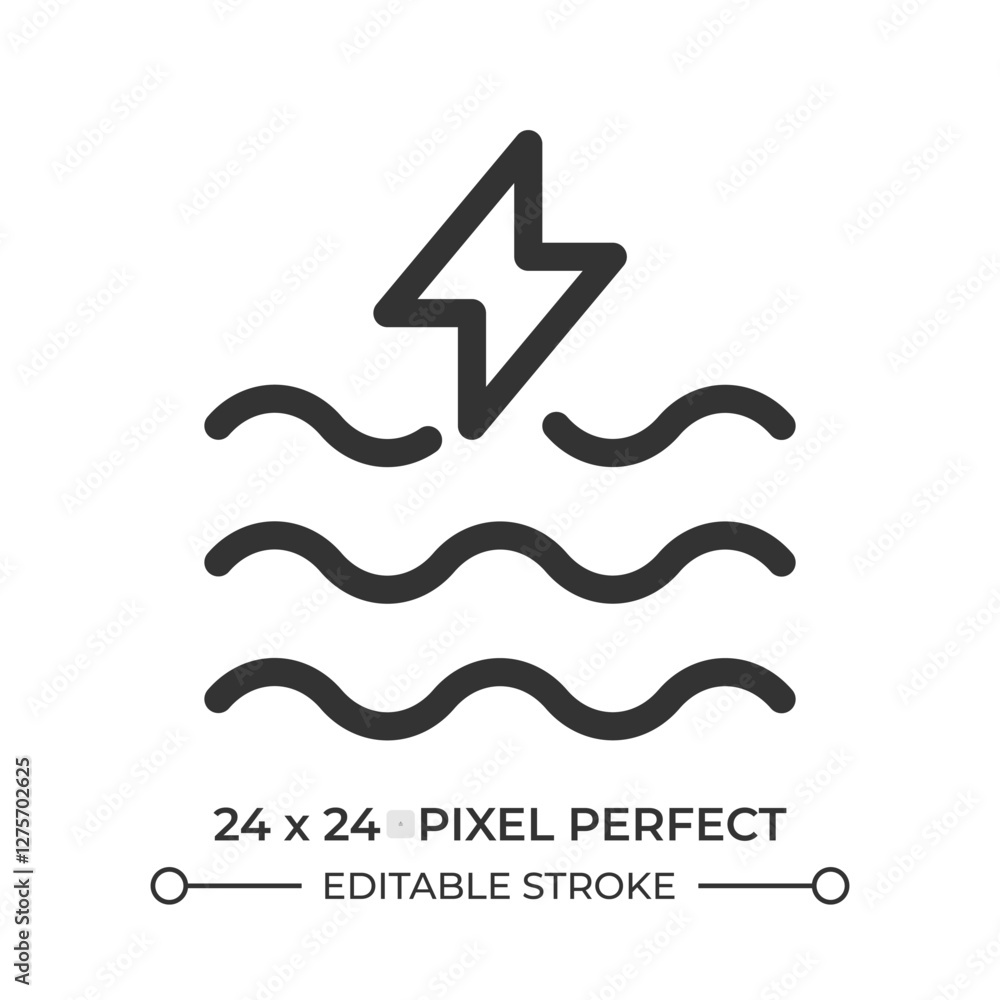 Poster wave power line ui icon. transporting and capturing energy by ocean surface. sustainability in indus