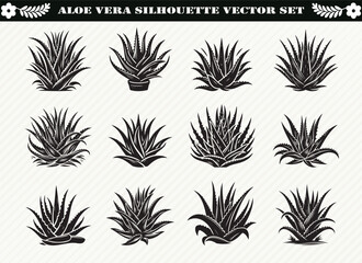   Black Aloe Vera Silhouette Illustration for Logos Prints and Design