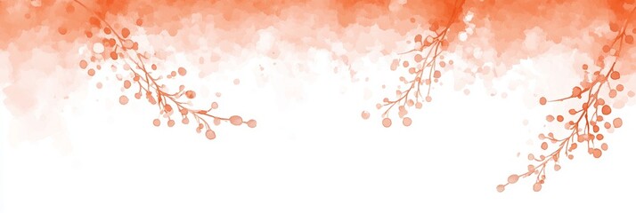 Gentle Orange Watercolor Background With Delicate Wildflower Sketches, A Pastel And Detailed Design