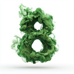 Fototapeta premium Number 8 made of thick toxic green smoke with swirling poisonous fumes isolated on a clean white background