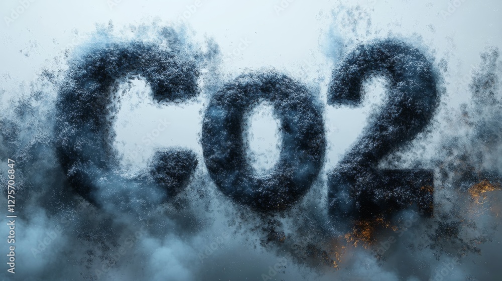 Poster create text message with co2 effect on white background