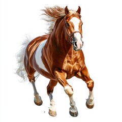 Obraz premium Galloping horse action open field animal photography bright day dynamic angle power and grace