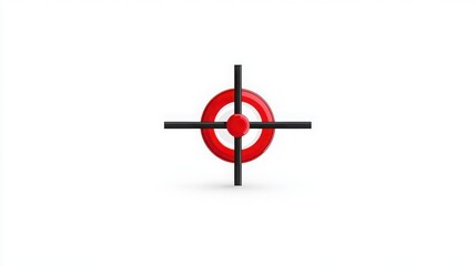 Fototapeta premium A sharp 2D vector illustration of a red and black crosshair icon in a video game art style. 