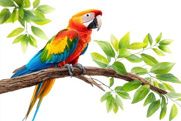 Vibrant macaw parrot perched on branch tropical forest wildlife photography natural habitat colorful viewpoint