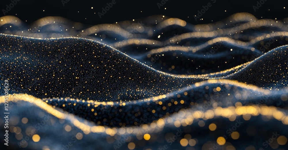 Poster futuristic digital flow is characterized by a dynamic pattern that incorporates power rays and light