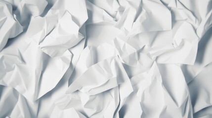 Obraz premium Crumpled white paper texture showcasing folds and shadows in a bright setting, ideal for backgrounds and artistic projects