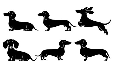 Dachshund Dog Silhouette Vector Bundle