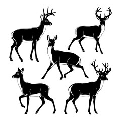 Deer Family Silhouettes - Wild and Free