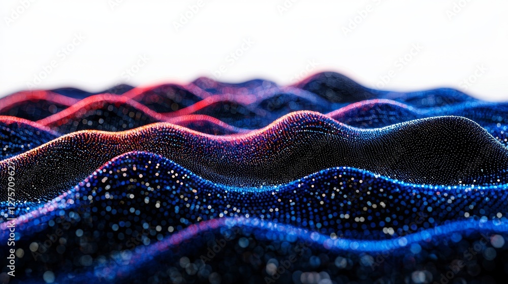 Poster the image depicts a complex big data visualization set against an abstract white digital background,