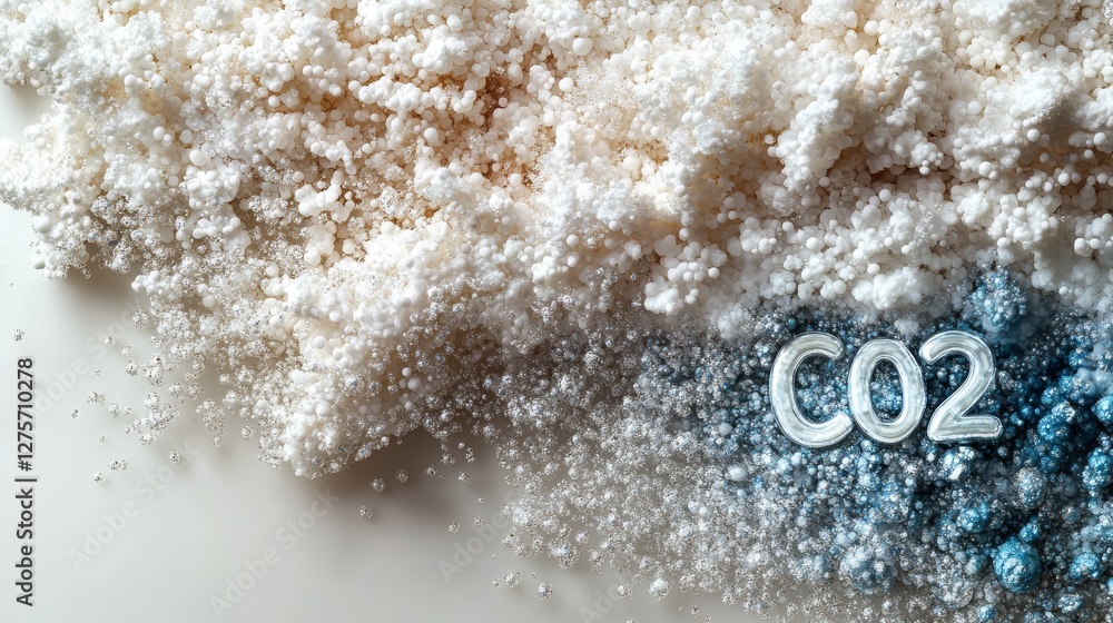 Poster white granules with co2 text on soft background for creative design