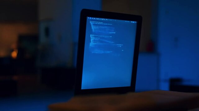 Late-night hackathon with programmers coding in dimly lit office