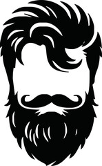 Man hair with beard variations silhouette vector ilustration