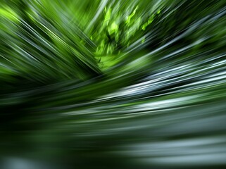 The backdrop features a gradient of natural hues blended with abstract green blur