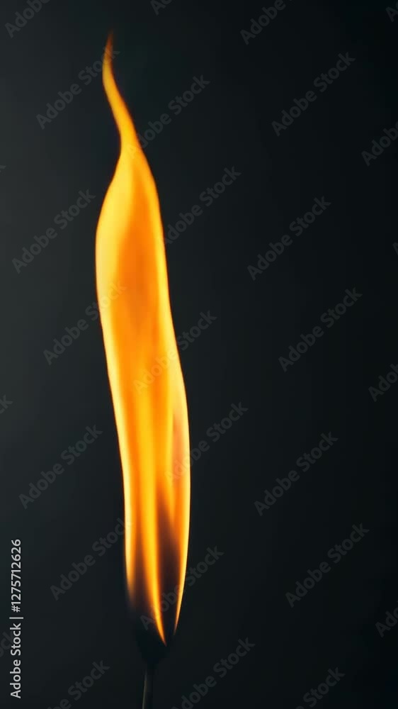 Poster vertical video of flickering fire flames on black background for dramatic and atmospheric designs in