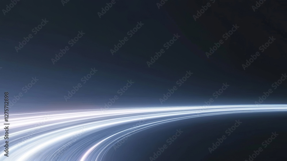 Poster a cyberspace setting with shiny beams and moving neon rays on an abstract high tech surface backgrou