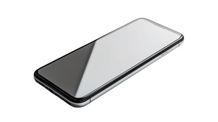 Metallic Smartphone on Mobile Device White Surface PNG Isolated Transparent White Background Cut out Clipping Path