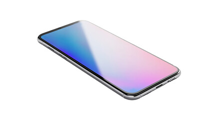 Metallic Smartphone on Mobile Device White Surface PNG Isolated Transparent White Background Cut out Clipping Path