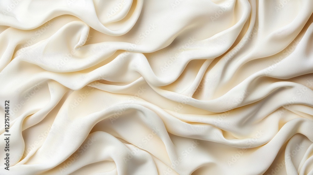 Poster soft creamy fabric texture with elegant flowing drapery patterns