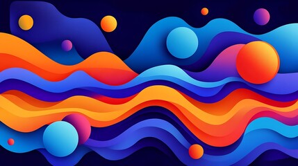 Abstract waves, vibrant colors, cosmic background