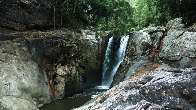 Mountain waterfall in the jungle, 11 meters high
