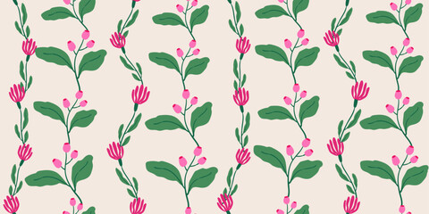 seamless pattern with pink flowers