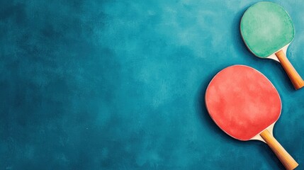 Colorful Table Tennis Paddles on Colorful Background for Sport Themes