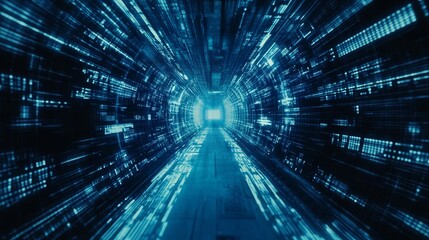 Obraz premium Blue digital binary data, concept technology 