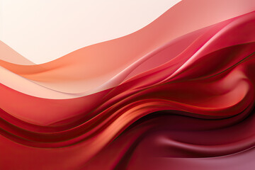 Obraz premium Smooth, elegant red waves flow across the frame, creating a dynamic and visually appealing abstract background with a gradient effect.
