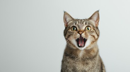 Obraz premium Angry and surprised cat isolated on transparent png background with a funny and excited expression