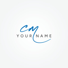CM Initial Letter Signature Logo Template - Handwritten Vector Logo Template