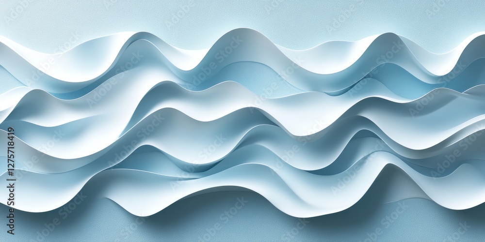 Poster seamless light blue 3d abstract wave pattern, background with elegant minimal style for design