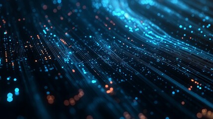 Fototapeta premium Blue digital binary data, concept technology, AI, cybersecurity