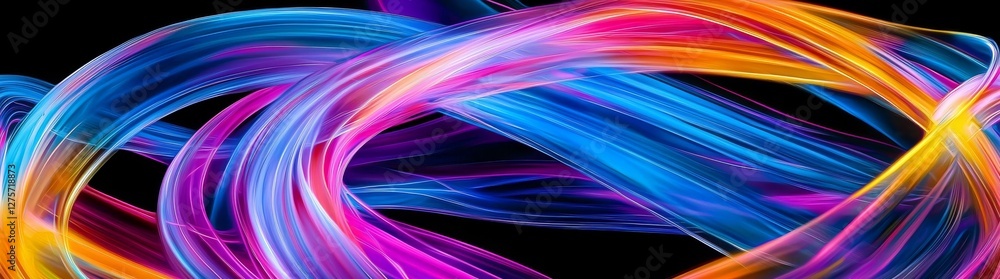 Poster the background features an abstract blend of blue and purple hues with dynamic, futuristic elements,