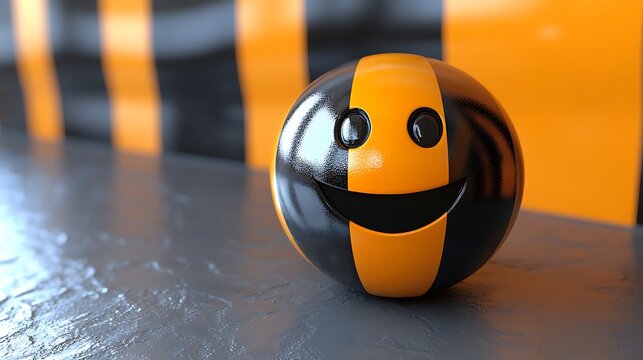 Happy sphere, stripes background - Powered by Adobe