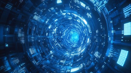 Fototapeta premium Blue digital binary data, concept technology, AI, cybersecurity
