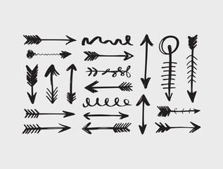 Set of hand drawn arrows vector file