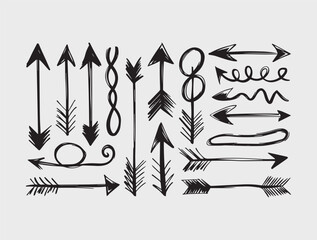 Set of hand drawn arrows vector file