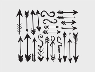 Set of hand drawn arrows vector file