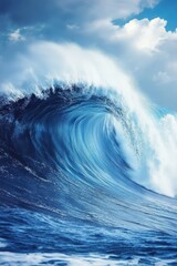 Ocean wave crashing, dramatic sky, coastal scene, nature wallpaper