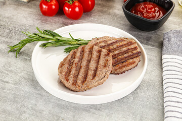 Grilled two beef burger cutlet