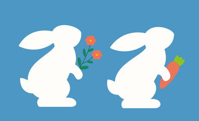 Set of simple style spring white rabbit.
Easter rabbit.
Flat stock vector illustration.
Good for card,poster, banner, leaflet.