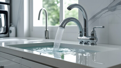 sleek modern sink setup featuring