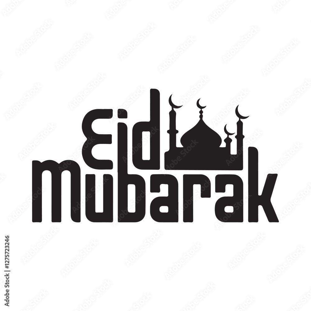 Fototapete Eid mubarak text effect editable text style eid mubarak drawing sketch editable text effect
