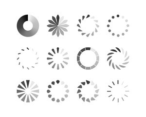 Collection Loading bar status icon. Vector illustration. Set of vector loaded icons. Download progress. Donload or Upload.